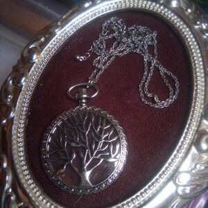 Watch style family tree necklace